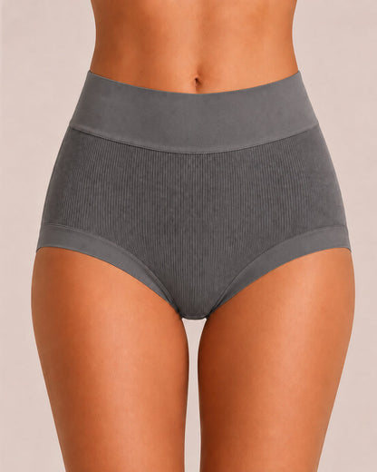 5-Pack High Waist Ribbed Pure Cotton High Elastic Briefs