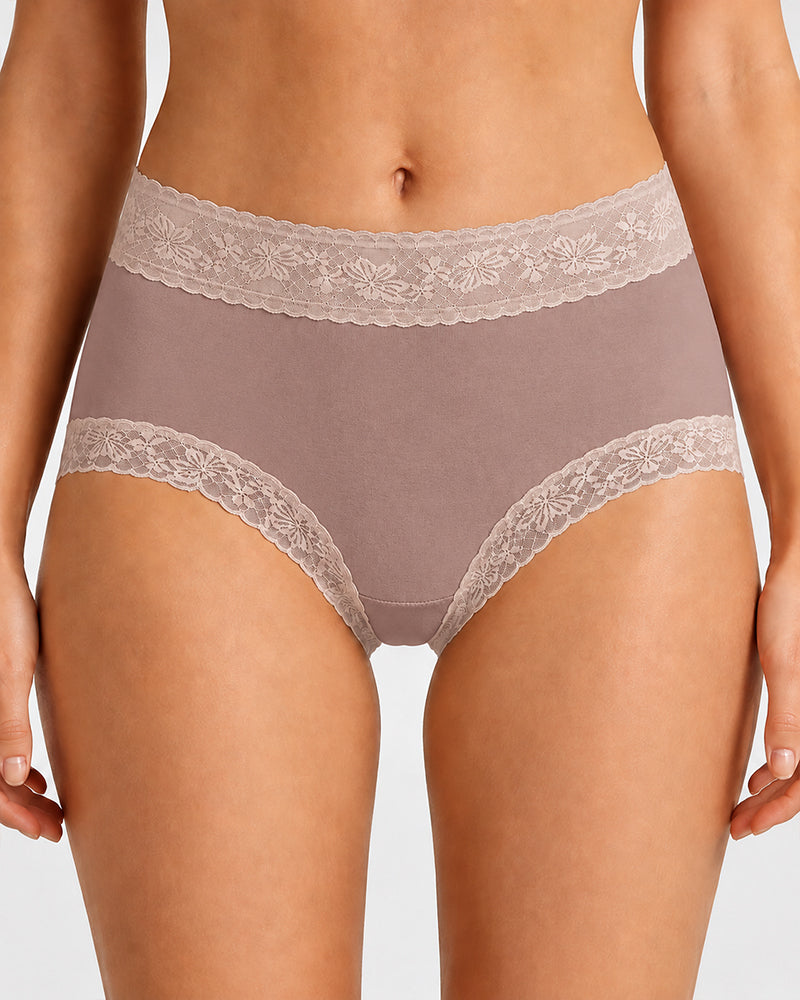 5-Pack Pure Cotton Lace Trim Seamless Breathable Briefs