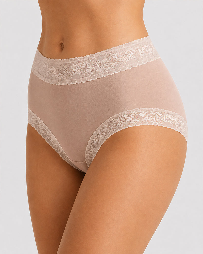 5-Pack Pure Cotton Lace Trim Seamless Breathable Briefs
