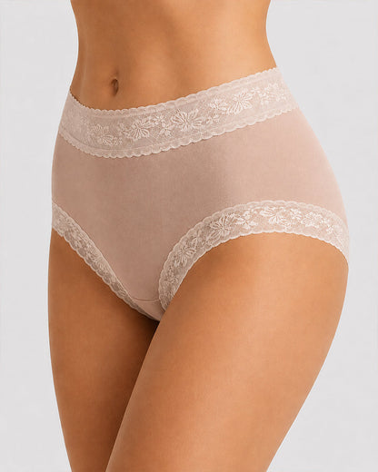 5-Pack Pure Cotton Lace Trim Seamless Breathable Briefs