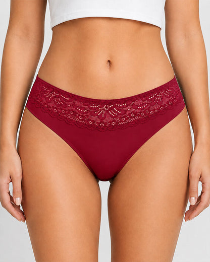 5-Pack Sexy Seamless Ice Silk Lace Patchwork Breathable Panties
