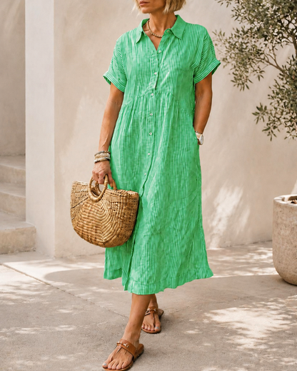 Casual Loose Striped Long Shirt Dress