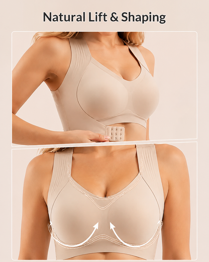 Front Closure Cross Back Wireless Posture Seamless Support Bra