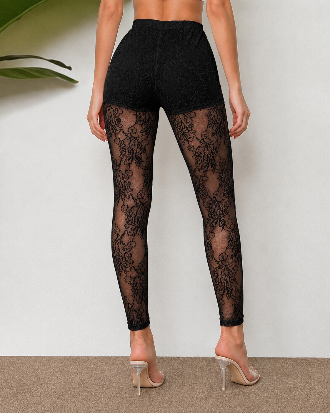 Women's Sexy Lace Mesh Hollow-Out Long Pants