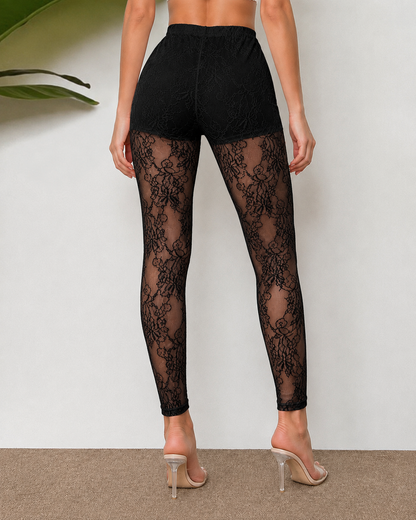 Women's Sexy Lace Mesh Hollow-Out Long Pants