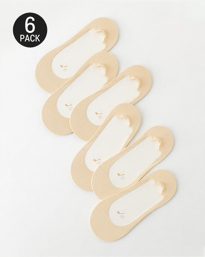 6-Pair Pure Cotton Non-Slip Invisible Boat Socks