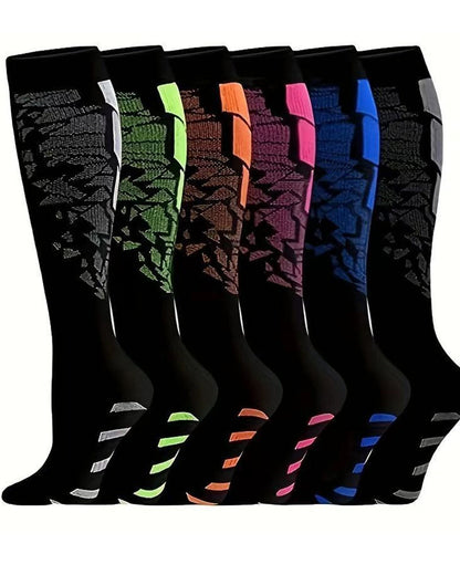 6 Pairs Of High-Elastic Breathable Calf Compression Socks For Sports and Fitness