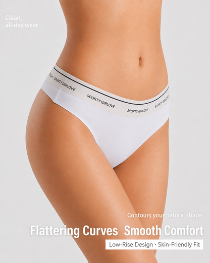 6-Pack Sexy Ice Silk Seamless Letter Colorblock Thongs