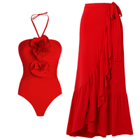 Halter swimsuit and sarong