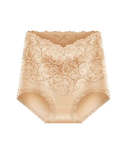 Women's High-waisted Tummy-controlling Lace Cotton Comfortable Breathable Panties
