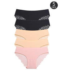 [5-Pack]Nude*2+Black*2+Pink