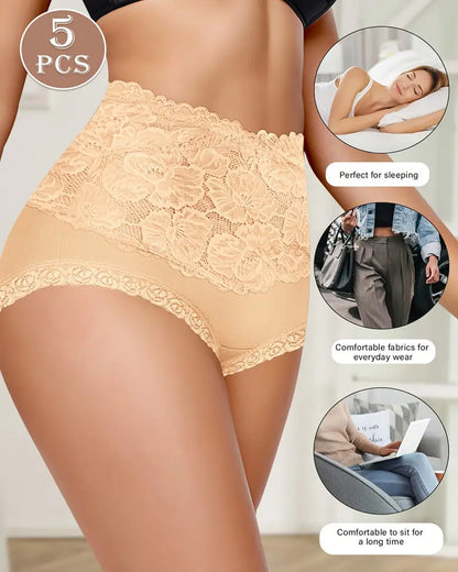 5-Pack Women's Lace High Waist Stretch Briefs