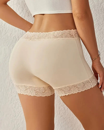 Mid-Rise Seamless Breathable Lace Boxer Shorts