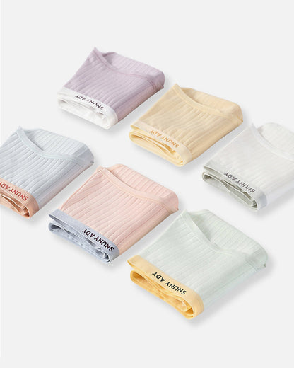 Multi-pack Pure Cotton Colorblock Ribbed Seamless Briefs