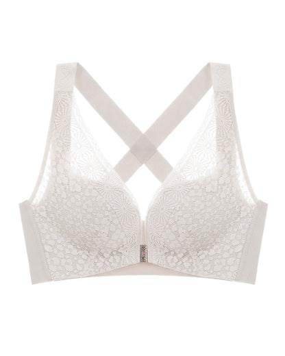 Plus Size Front Closure Seamless Lace Breathable Push-Up Bra