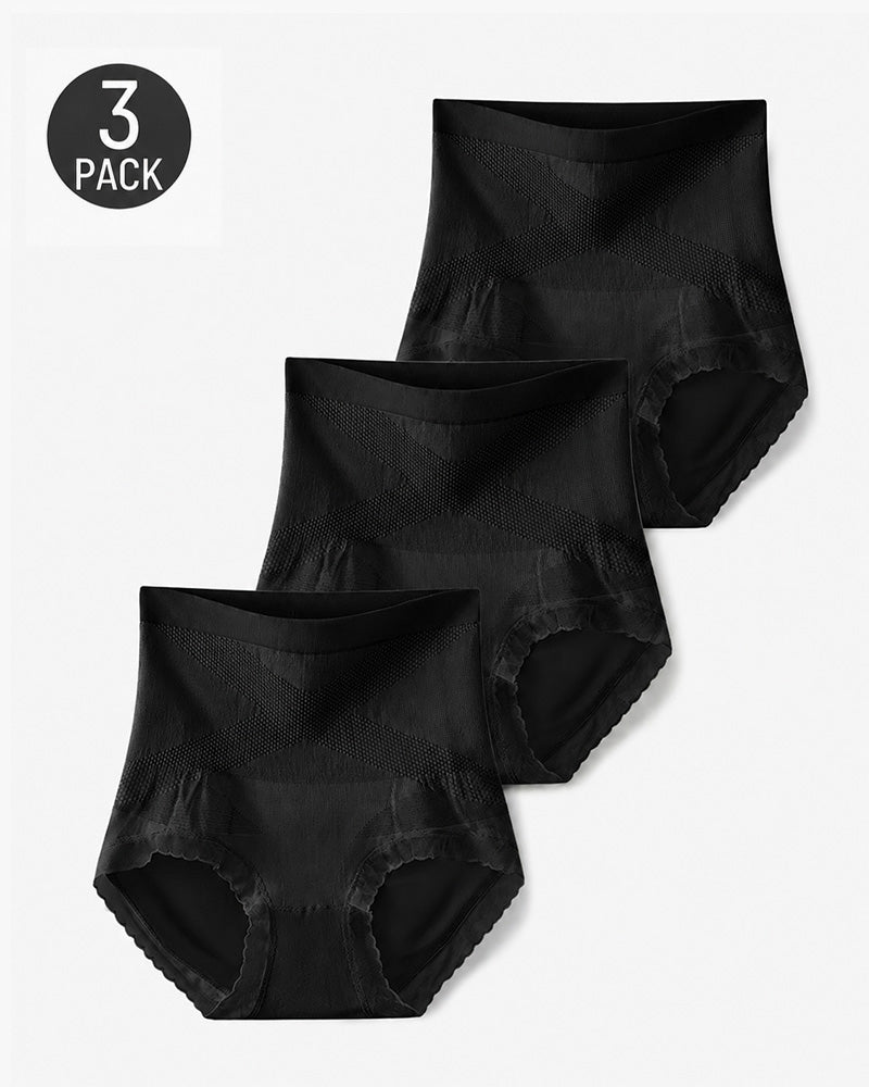 3-Pack Cotton Seamless High Waist Tummy Control Hip Lifting Panties