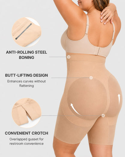 High Waist Tummy Control X-shaped Mesh Breathable Shaping Shorts
