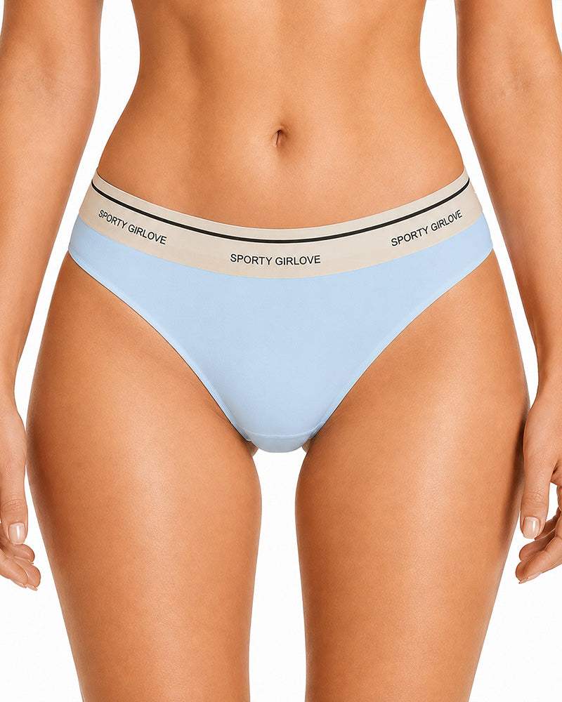 6-Pack Sexy Ice Silk Seamless Letter Colorblock Thongs