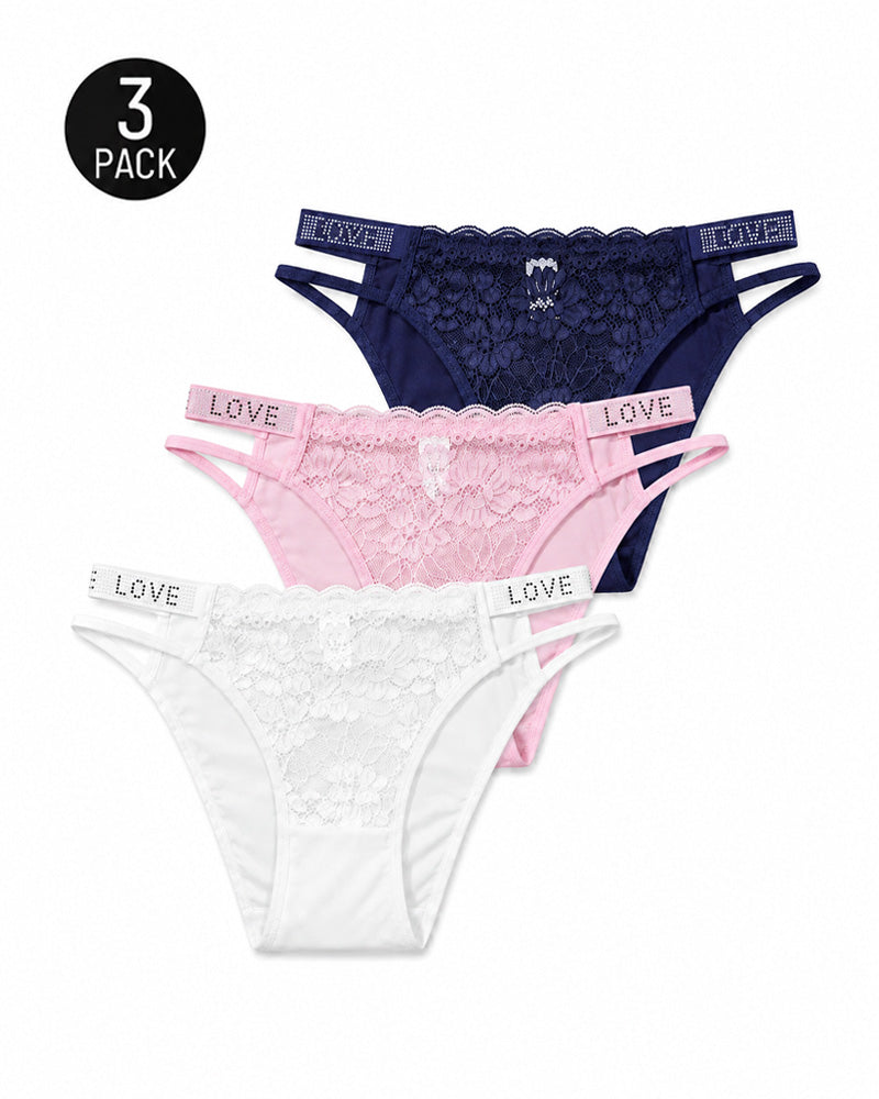 Multiple Packs Sexy Rhinestone Lace See-Through Thongs