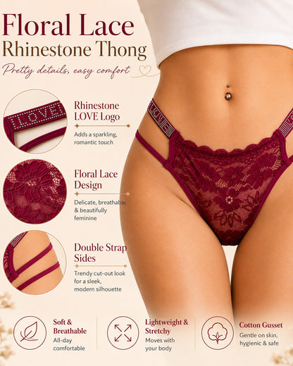 Multiple Packs Sexy Rhinestone Lace See-Through Thongs