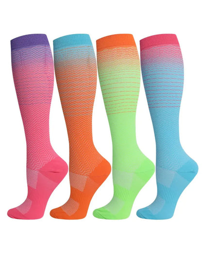 4 Pairs High-Elastic Breathable Sports Calf Compression Socks