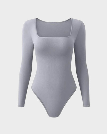 Floralshe® Sexy Square Neck Long Sleeve Bodysuits