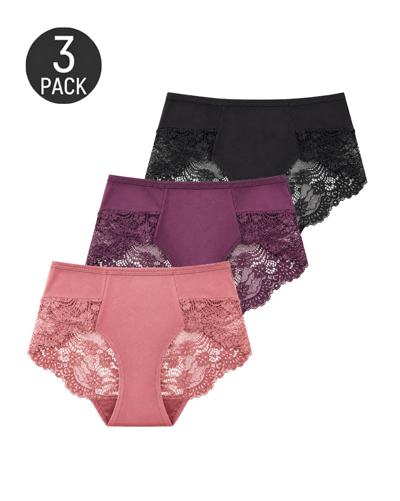 Multiple-Pack Sexy Cotton Lace Patchwork Briefs