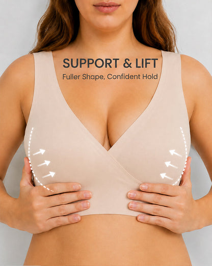 Deep V Crossover Wire Free Seamless Maternity Vest Nursing Bra