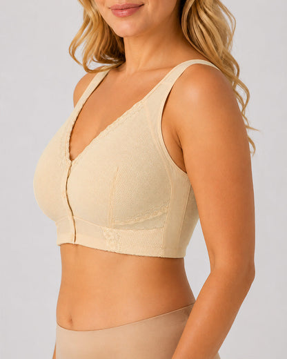 Plus Size Front-Close Seamless Wire-Free Full Cup Breathable Bra