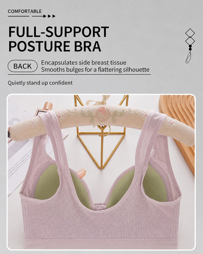 Three-Pack Front-Close Jacquard Full Cup Wire-Free Seamless Bra
