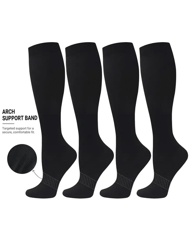 4 Pairs High-Elastic Breathable Sports Calf Compression Socks