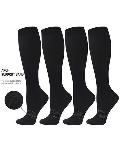 4 Pairs High-Elastic Breathable Sports Calf Compression Socks