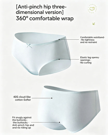 Women's 10A Antibacterial Crotch Lined Cloud-Feel Cotton Comfortable Breathable Underwear
