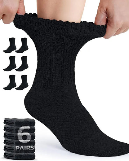 6-Pair Women's Bamboo Fiber Cable Knit Socks