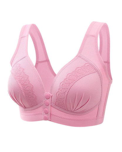 Women's Front-closure Jacquard Lace Breathable Bra