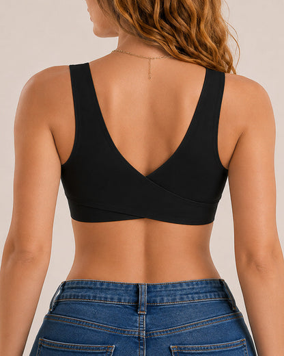 Seamless Front Closure Cross Back Push Up Bra