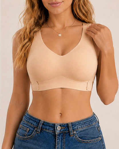 Seamless Front Closure Cross Back Push Up Bra
