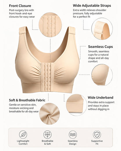 Women's Front-Closure Wire-Free Adjustable Shoulder Strap Shaping Bra