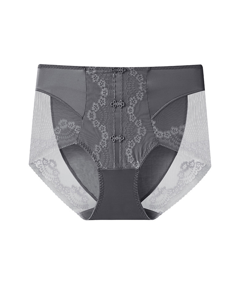 Plus Size Lace Sheer Mesh Seamless High-waisted Panties