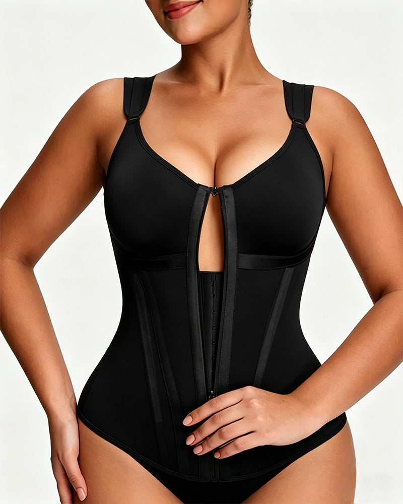 Women's Zipper and Hook Double Compression Seamless Wire-Free Shapewear