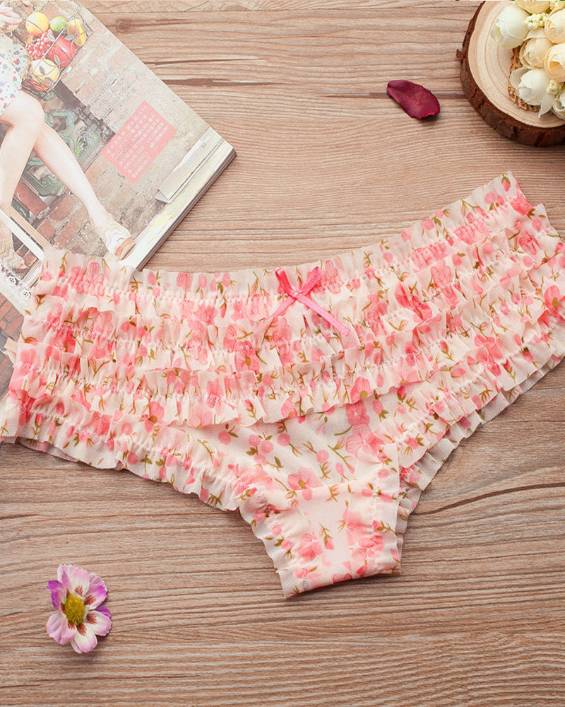 Floral Lace Ruffle Breathable Panties