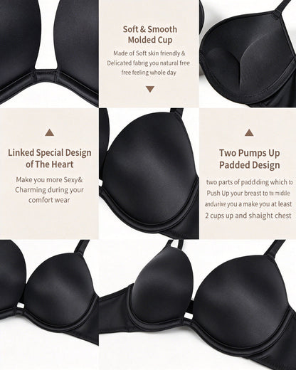 Deep V-neck Push-up Everyday Breathable T-shirt Bra