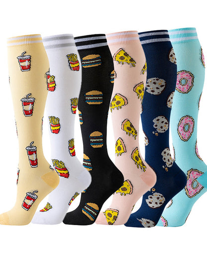 6 Pairs Of High-Elastic Breathable Calf Compression Socks For Sports and Fitness