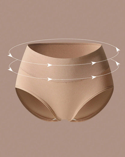 Women's Cotton Skin-Friendly Breathable Slim High Waist Elastic Solid Color Underwear