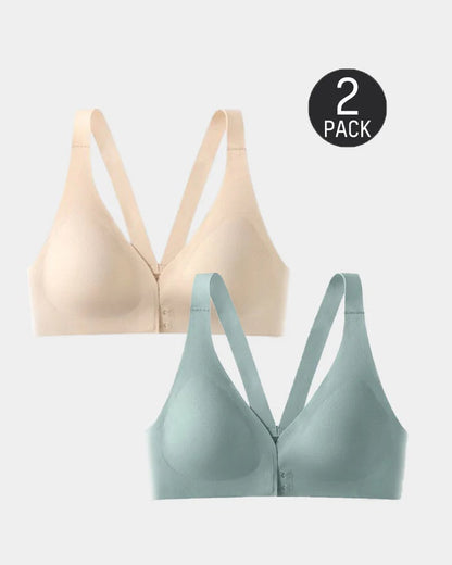 2-Pack Front Closure Deep V Seamless Push-up Wireless Bra