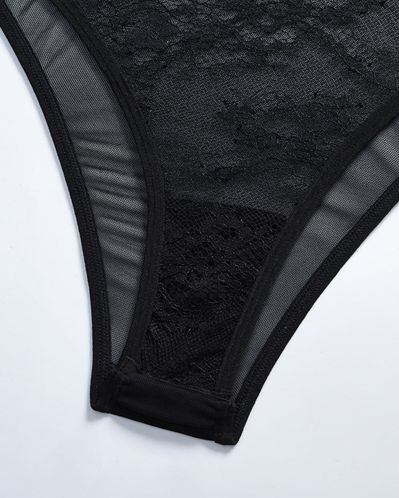 Sexy Lace See-through Underwire Shaping Bodysuit Lingerie