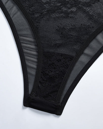 Sexy Lace See-through Underwire Shaping Bodysuit Lingerie