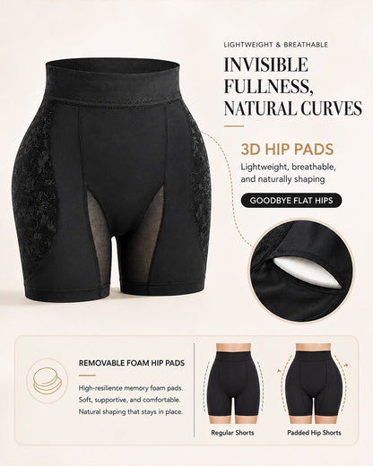 High Waist Lace Mesh Padded Hip Tummy Control Shaping Shorts