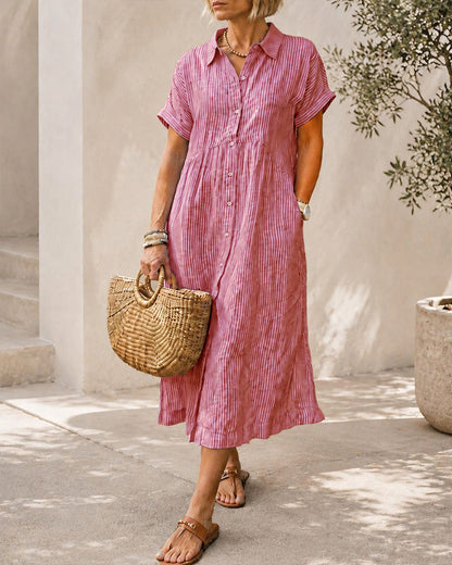 Casual Loose Striped Long Shirt Dress