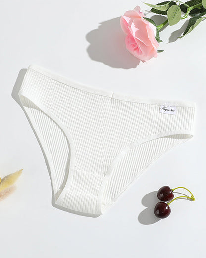 Women's Solid Color Vertical Striped Knit Stretch Seamless Thong